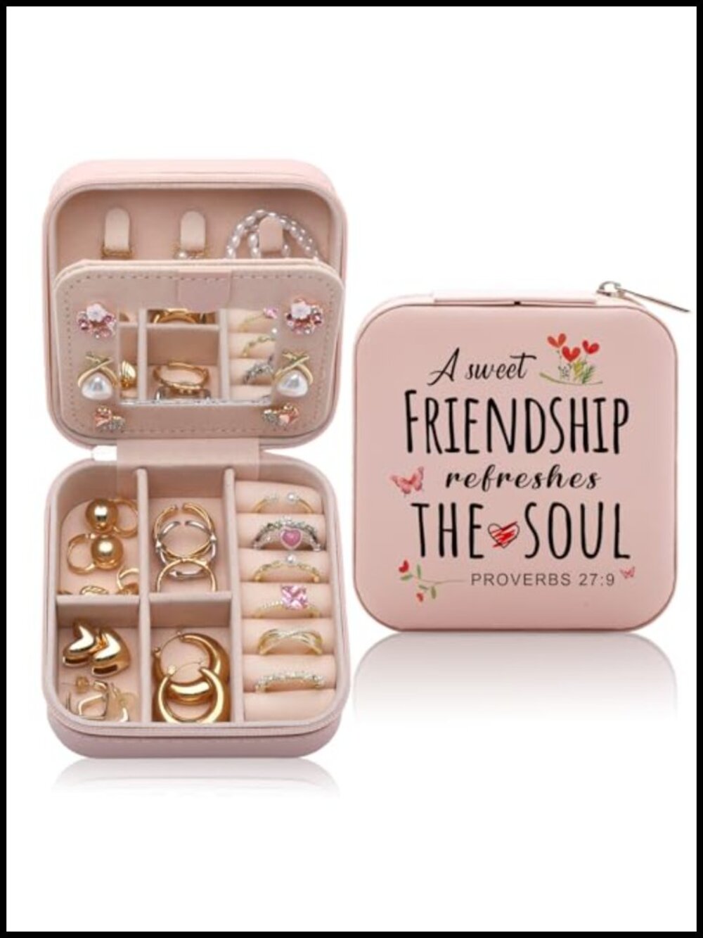 Christian Gifts for Women PU Leather Travel Jewelry Box Organizer